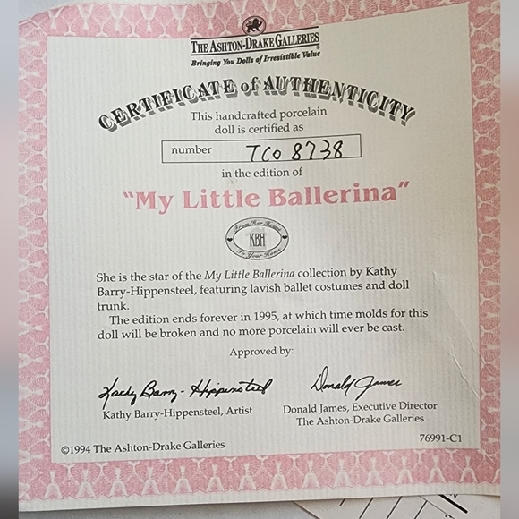 NWT ASHTON-DRAKE GALLERIES My Little Ballerina - Picture 4 of 7